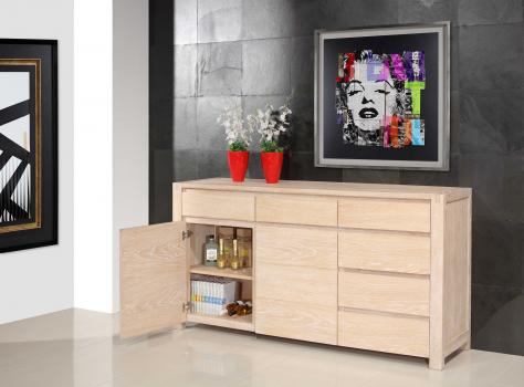 Buffet 2 portes 6 tiroirs Etienne, réalisé en Chêne de Ligne contemporaine SEULEMENT 1 DISPONIBLE