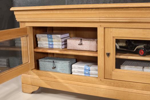 Meuble TV 16/9ème Julie réalisé en Chêne Massif de style Louis Philippe