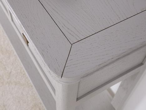 Console 3 tiroirs Evan réalisée en chêne de style Contemporain Finition Chêne Brossé Gris Perle SEULEMENT 1 DISPONIBLE