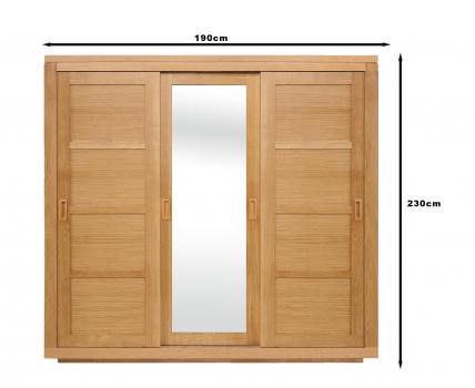 Armoire 3 portes coulissantes Julien, réalisée en Chêne de Ligne contemporaine
