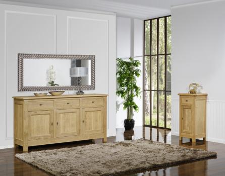 Buffet 3 portes Yann réalisé en Chêne Massif de style Campagnard Finition Chêne Brossé