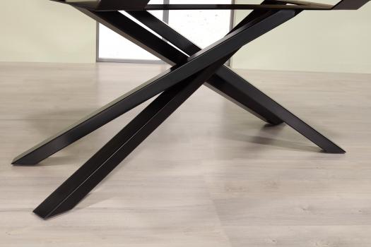 Table de repas Oliver réalisée en fer et chêne 180x100 Pateau avec 1 allonge incorporée de chaque côté