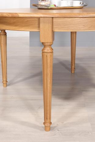 Table ronde 4 pieds Louis XVI réalisée en Chêne Massif de style Louis Philippe Diamètre 110 cm