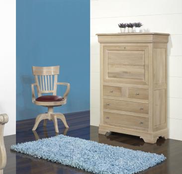 Secrétaire Jules réalisé en Chêne massif de style Louis Philippe FINITION CHENE BROSSE BLANCHI