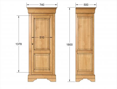 Bonnetière 1 porte Louis réalisée en Chêne massif de style Louis Philippe