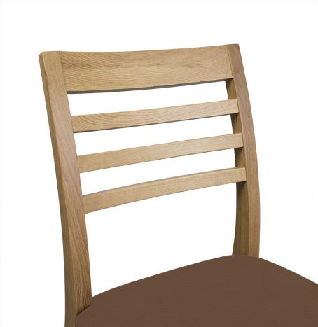 Chaise Florian réalisée en chêne massif Ligne contemporaine Assise Moleskine Tabac