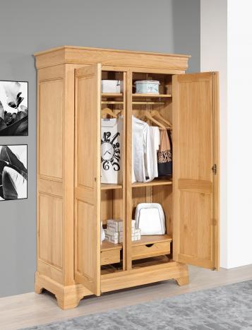 Armoire 2 portes Stéphane réalisée en Chêne Massif de style Louis Philippe SEULEMENT 1 DISPONIBLE