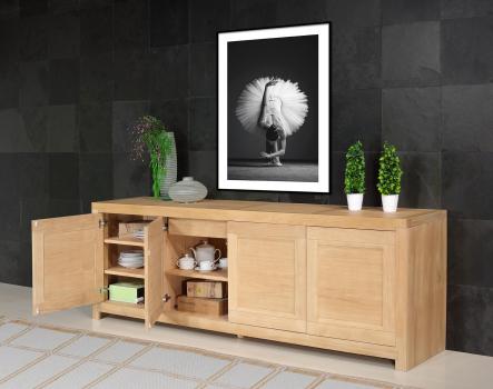 Buffet 4 portes Loann réalisé en chêne de Ligne Contemporaine Finition Chêne Naturel