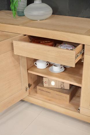Buffet 4 portes Loann réalisé en chêne de Ligne Contemporaine Finition Chêne Naturel