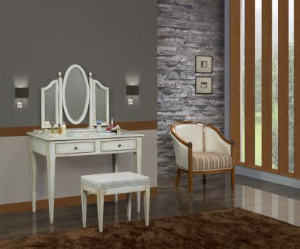 Table de toilette ou Coiffeuse Coralie réalisée en chêne de style Louis Philippe