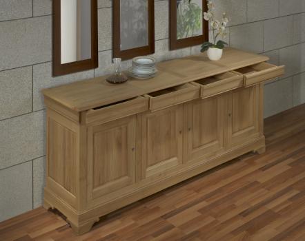 Buffet 4 portes Gael réalisé en Chêne Massif de style Louis Philippe Finition Chêne Brossé