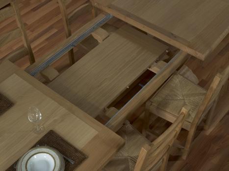 Table rectangulaire Monastère Gautier 220x110 + 2 allonges de 45 cm réalisée en Chêne de style Campagnard FINITION CHENE BROSSE NATUREL