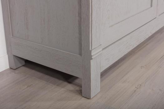 Bibiothèque 2 corps 2 portes Lisa réalisée en chêne massif de style Directoire Gris patiné à l'extérieur et Lin patiné à l'intérieur
