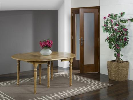 Table ronde à volets réalisée en Chêne Massif de style Louis Philippe Diamètre 120 avec 4 allonges de 40 cm