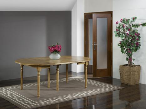 Table ronde à volets réalisée en Chêne Massif de style Louis Philippe Diamètre 120 avec 4 allonges de 40 cm