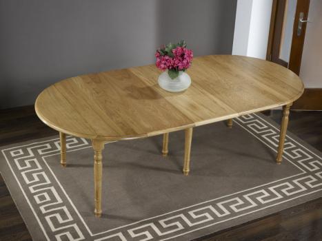 Table ronde à volets réalisée en Chêne Massif de style Louis Philippe Diamètre 120 avec 4 allonges de 40 cm