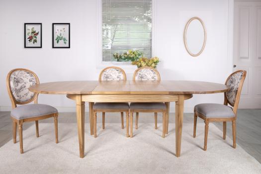 Table ovale 160*100 réalisée en chêne Massif de style Louis Philippe 2 allonges incorporées de 40 cm