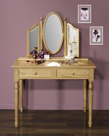 Table de toilette ou Coiffeuse Valérie réalisée en chêne de style Louis Philippe  SEULEMENT 1 DISPONIBLE FINITION CHENE DORE