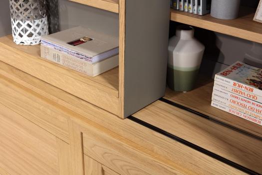Bibliothèque 2 corps Thibaut spécial TV réalisée en Chêne de style contemporain 