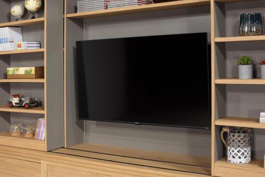 Bibliothèque 2 corps Thibaut spécial TV réalisée en Chêne de style contemporain 