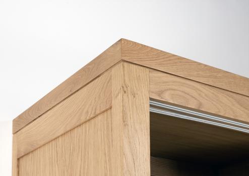 Armoire 2 portes coulissantes avec miroirs Julien, réalisée en Chêne de Ligne contemporaine Largeur 170 cm  SEULEMENT 1 DISPONIBLE