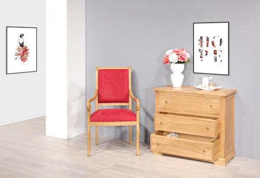 Commode 3 tiroirs Adam, réalisée en Chêne Massif de style Campagne SEULEMENT 1 DISPONIBLE