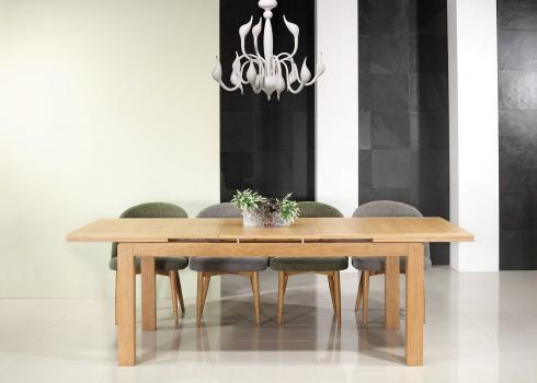 Table de repas rectangulaire 180X100 réalisée en Chêne Ligne Contemporaine avec 1 allonge de 60 cm  SEULEMENT 1 DISPONIBLE