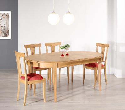 Table ovale Christophe 180*120 réalisée en Chêne Massif de style Louis Philippe 2 allonges incorporées de 40 cm