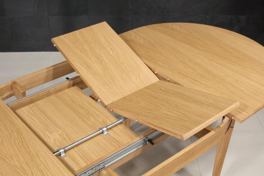 Table ovale 160*110 réalisée en chêne Massif de style Directoire 2 allonges incorporées de 40 cm