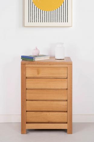 Petite commode 5 tiroirs Collection Nature réalisée en Chêne Massif Finition chêne naturel  SEULEMENT 1 DISPONIBLE