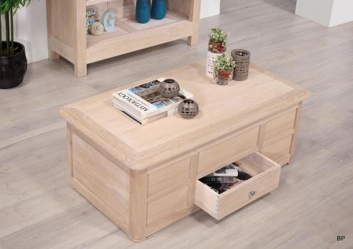 Table Bar Jules réalisée en Chêne de style Louis Philippe Finition Chêne Brossé Blanchi