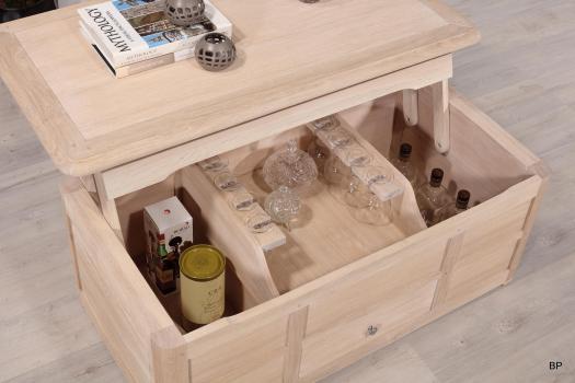 Table Bar Jules réalisée en Chêne de style Louis Philippe Finition Chêne Brossé Blanchi