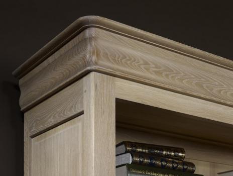 Bibliothèque Simon réalisée en Chêne massif de style Louis Philippe Longueur 200 cm Finition Chêne Brossé Blanchi