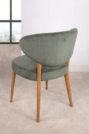 Chaise ou Fauteuil de table Agathe réalisé en Frêne Massif Tissu velours côtelé Scala