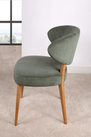 Chaise ou Fauteuil de table Agathe réalisé en Frêne Massif Tissu velours côtelé Scala