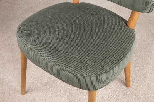 Chaise ou Fauteuil de table Agathe réalisé en Frêne Massif Tissu velours côtelé Scala