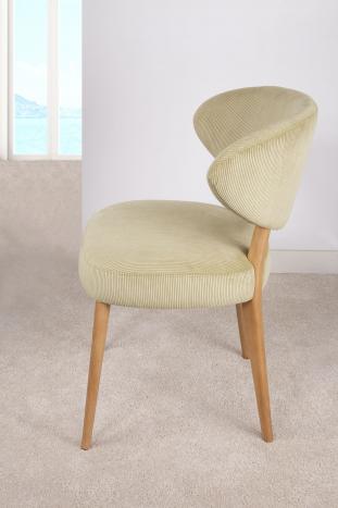 Chaise ou Fauteuil de table Agathe réalisé en Frêne Massif Tissu velours côtelé Scala