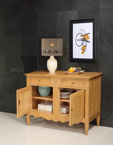 Buffet 2 portes 2 tiroirs Rose des vents réalisé en Chêne Massif de style Directoire SEULEMENT 1 DISPONIBLE (ce meuble ne sera plus fabriqué)