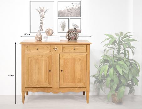Buffet 2 portes 2 tiroirs Rose des vents réalisé en Chêne Massif de style Directoire