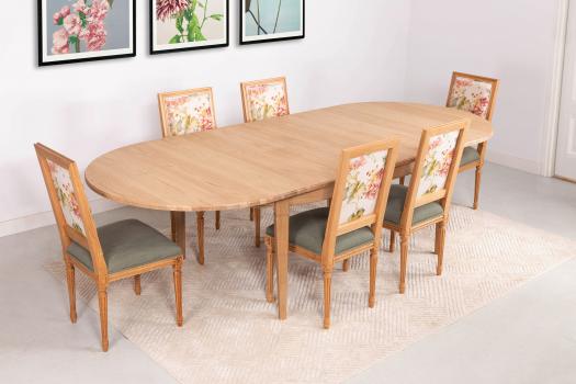 Table ovale Sébastien 200*120 réalisée en Chêne Massif de style Directoire avec 2 allonges incorporées de 40 cm 