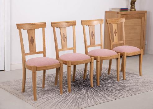 Lot de 4 Chaise Arthur réalisée en Chêne Massif de style Louis Philippe Assise encastrée SEULEMENT 1 DISPONIBLE - LOT UNIQUE'