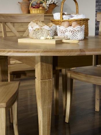 Table ronde à volets Lucas réalisée en Chêne Massif de style Louis Philippe diamètre 110 cm