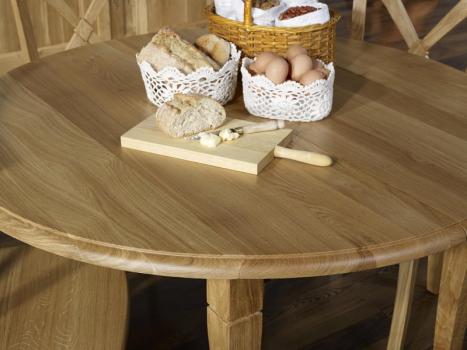Table ronde à volets Lucas réalisée en Chêne Massif de style Louis Philippe diamètre 110 cm