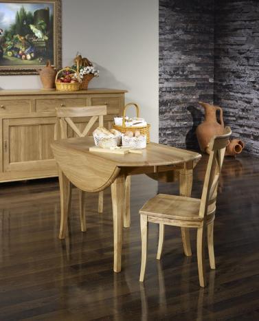 Table ronde à volets Lucas réalisée en Chêne Massif de style Louis Philippe diamètre 110 cm