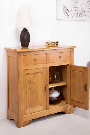 Petit buffet 2 portes 2 tiroirs réalisé en Chêne massif de style campagnard SEULEMENT 1 DISPONIBLE