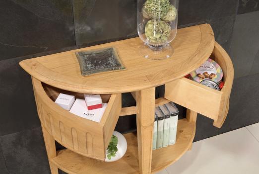 Console Jules réalisée en Chêne de style Directoire 2 tiroirs sous le plateau