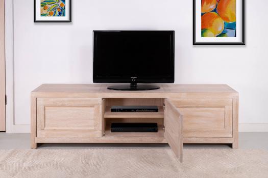 Meuble TV 16/9ème Thierry réalisé en chêne massif Contemporain Finition chêne brossé SEULEMENT 1 DISPONIBLE