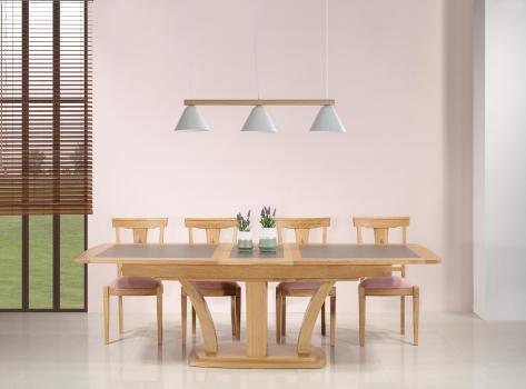 Table de repas Contemporaine 200x110 réalisée en Chêne massif avec céramique