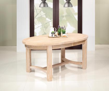 Table de ferme ovale Tom réalisée en Chêne Massif de style Campagnard 170*110 Finition Brossé Blanchi
