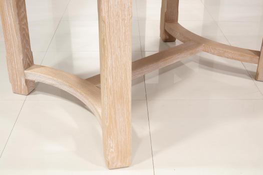 Table de ferme ovale Tom réalisée en Chêne Massif de style Campagnard 170*110 Finition Brossé Blanchi